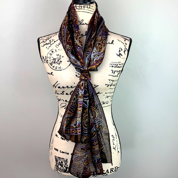 Paisley Print Rolled Edge Scarf - Picture 1 of 7